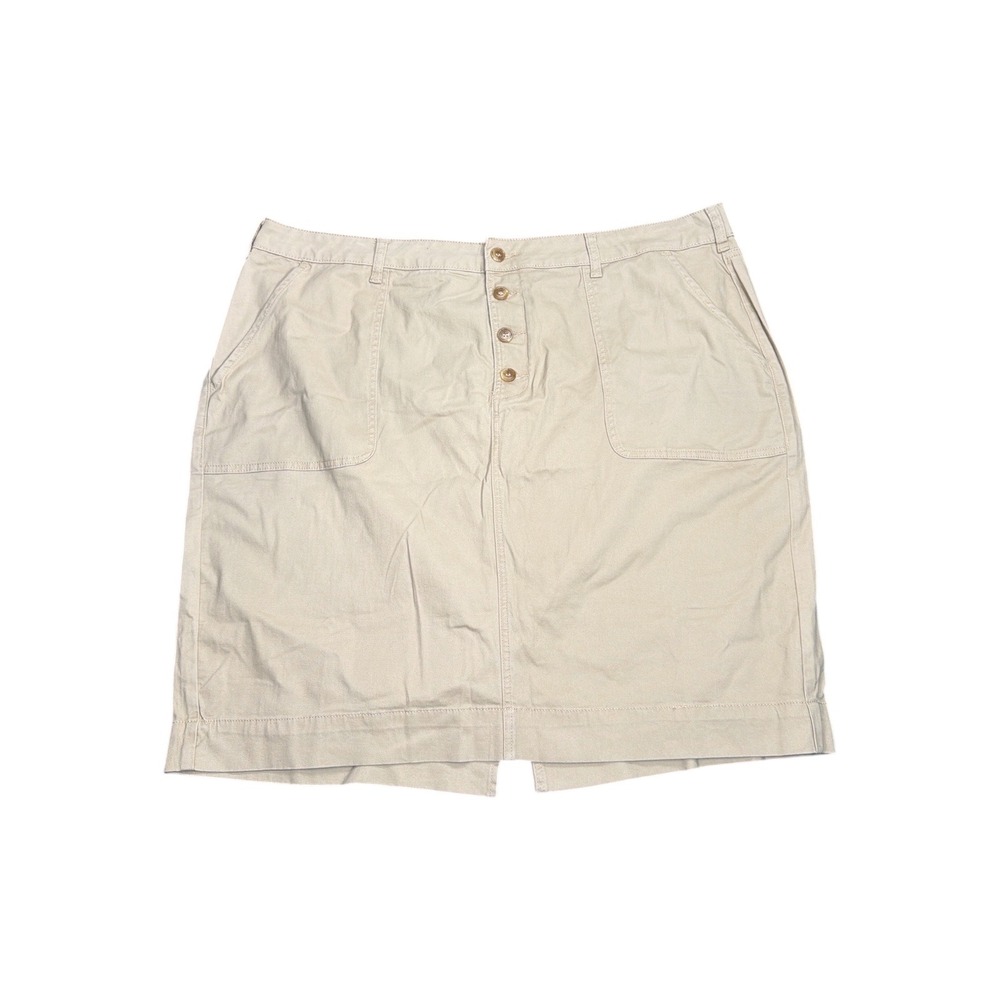 Lane Bryant‎ Khaki Button Front Skirt Tan Cotton Blend Plus Size 26